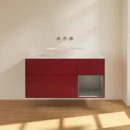 Villeroy & Boch Finion Тумба под раковину, с подсветкой, 3 выдвижных ящика, 1200 x 603 x 501 mm, Peony Matt Lacquer / Anthracite Matt Lacquer FA71GKHB