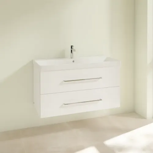 Villeroy & Boch Avento Тумба под раковину, 2 выдвижных ящика, 980 x 514 x 484 mm, Стекло белое A89200B4
