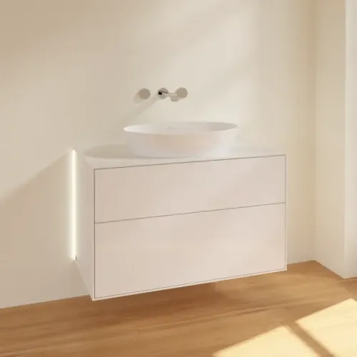 Villeroy & Boch Finion Тумба под раковину, с подсветкой, 2 выдвижных ящика, 1000 x 603 x 501 mm, Glossy White Lacquer GA0100GF