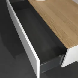 Villeroy & Boch Antao Тумба под раковину, с подсветкой, 1 выдвижной ящик, 1200 x 360 x 500 mm, лицевая поверхность без текстурированной отделки, Glossy White Lacquer / Honey Oak L33051GF