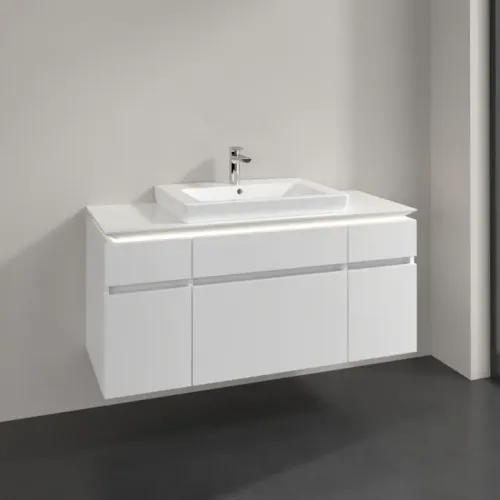 Villeroy & Boch Legato Тумба под раковину, с подсветкой, 5 выдвижных ящиков, 1200 x 550 x 500 mm, Glossy White / Glossy White B683L0DH