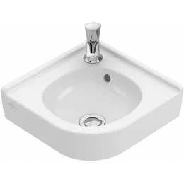 Villeroy & Boch O.novo Угловая раковина, 400 x 320 x 145 mm, Альпийский белый CeramicPlus, с переливом, нешлифованный 731032R1