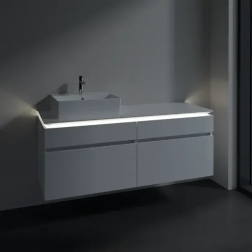 Villeroy & Boch Legato Тумба под раковину, с подсветкой, 4 выдвижных ящика, 1400 x 550 x 500 mm, Glossy White / Glossy White B614L0DH
