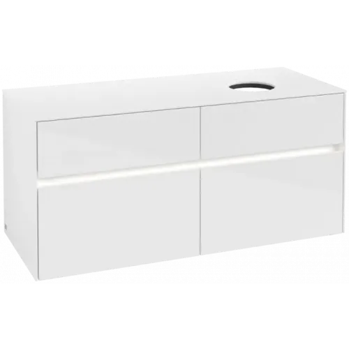 Villeroy & Boch Collaro Тумба под раковину, с подсветкой, 4 выдвижных ящика, 1200 x 548 x 500 mm, Glossy White / Glossy White C043B0DH