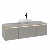 Villeroy & Boch Legato Тумба под раковину, с подсветкой, 3 выдвижных ящика, 1400 x 380 x 500 mm, Soft Grey / Soft Grey B585L0VK