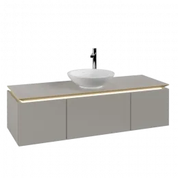 Villeroy & Boch Legato Тумба под раковину, с подсветкой, 3 выдвижных ящика, 1400 x 380 x 500 mm, Soft Grey / Soft Grey B585L0VK