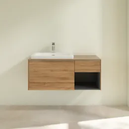 Villeroy & Boch Subway 3.0 Тумба под раковину, с подсветкой, 2 выдвижных ящика, 1001 x 423 x 516 mm, Oak Kansas / Oak Kansas C572L0RH