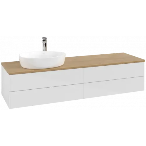 Villeroy & Boch Antao Тумба под раковину, с подсветкой, 4 выдвижных ящика, 1600 x 360 x 500 mm, лицевая поверхность без текстурированной отделки, Glossy White Lacquer / Honey Oak L26051GF