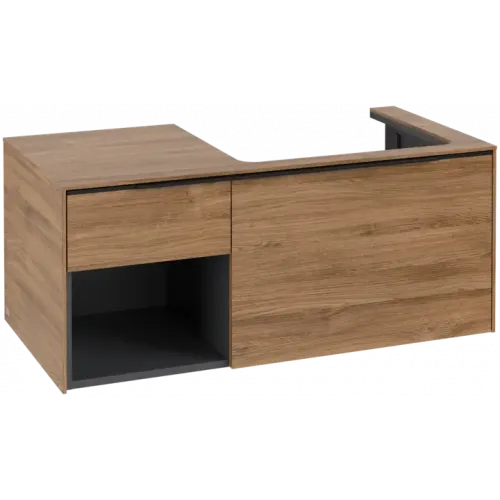 Villeroy & Boch Subway 3.0 Тумба под раковину, с подсветкой, 2 выдвижных ящика, 1001 x 423 x 516 mm, Oak Kansas / Oak Kansas C571L1RH