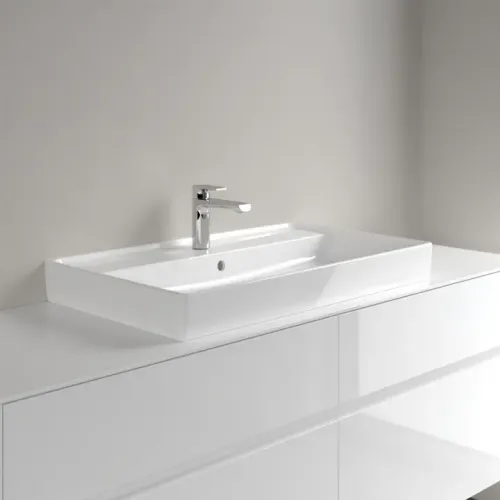 Villeroy & Boch Collaro Pаковина для установки на тумбу, 800 x 465 x 160 mm, Альпийский белый CeramicPlus, с переливом, шлифованный 4A338GR1