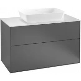 Villeroy & Boch Finion Тумба под раковину, с подсветкой, 2 выдвижных ящика, 1000 x 603 x 501 mm, Silk Grey Matt Lacquer G76100HJ