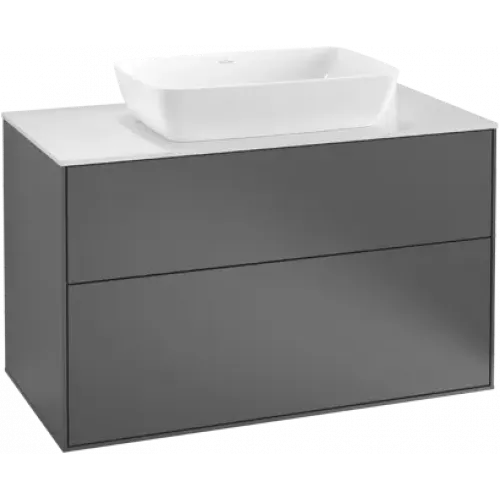 Villeroy & Boch Finion Тумба под раковину, с подсветкой, 2 выдвижных ящика, 1000 x 603 x 501 mm, Silk Grey Matt Lacquer G76100HJ