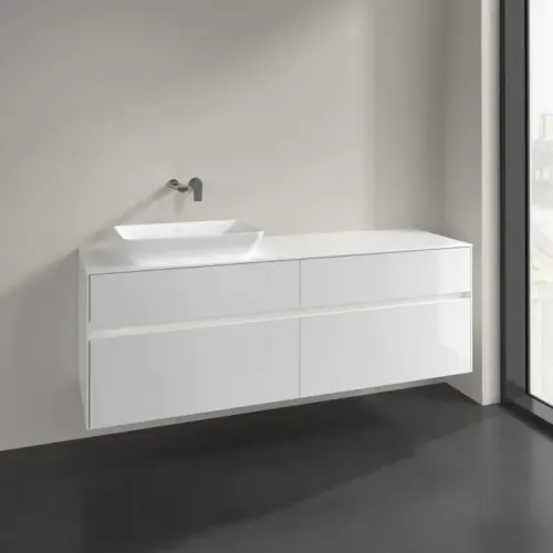 Villeroy & Boch Collaro Тумба под раковину, с подсветкой, 4 выдвижных ящика, 1600 x 548 x 500 mm, Glossy White / Glossy White C121B0DH
