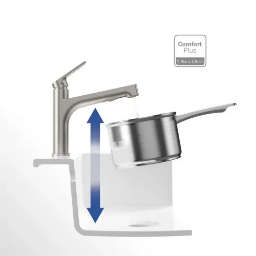 Villeroy & Boch Junis Sky Shower Однорычажный смеситель для мойки Однорычажный смеситель для мойки, выкл Нержавеющая сталь, Сплошная нержавеющая сталь 928200LC