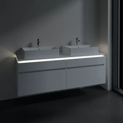 Villeroy & Boch Legato Тумба под раковину, с подсветкой, 4 выдвижных ящика, 1600 x 550 x 500 mm, Glossy White / Glossy White B677L0DH