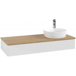 Villeroy & Boch Antao Тумба под раковину, 1 выдвижной ящик, 1200 x 190 x 500 mm, лицевая поверхность без текстурированной отделки, Glossy White Lacquer / Honey Oak K12051GF
