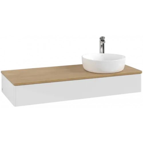 Villeroy & Boch Antao Тумба под раковину, 1 выдвижной ящик, 1200 x 190 x 500 mm, лицевая поверхность без текстурированной отделки, Glossy White Lacquer / Honey Oak K12051GF