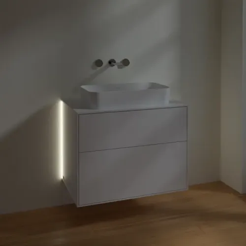 Villeroy & Boch Finion Тумба под раковину, с подсветкой, 2 выдвижных ящика, 800 x 603 x 501 mm, Glossy White Lacquer G63100GF
