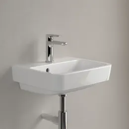 Villeroy & Boch O.novo Раковина компактная, 450 x 370 x 160 mm, Альпийский белый AntiBac CeramicPlus, с переливом, задняя сторона и нижняя сторона шлифованные 43444GT2