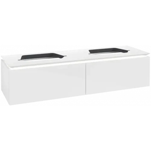 Villeroy & Boch Legato Тумба под раковину, с подсветкой, 2 выдвижных ящика, 1600 x 380 x 500 mm, Glossy White / Glossy White B767L0DH