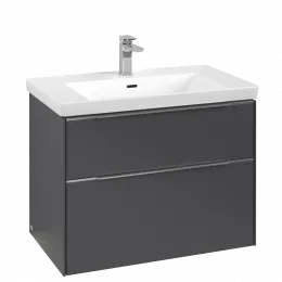 Тумба под раковину Villeroy & Boch Subway 3.0, с подсветкой, 2 выдвижных ящика, 772 x 579 x 462 мм, Graphite / Graphite C574L0VR