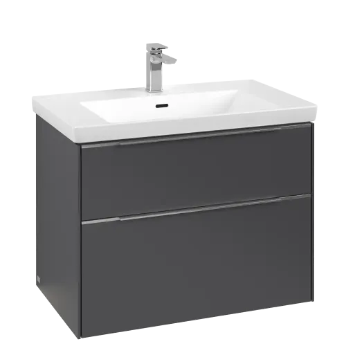 Тумба под раковину Villeroy & Boch Subway 3.0, с подсветкой, 2 выдвижных ящика, 772 x 579 x 462 мм, Graphite / Graphite C574L0VR