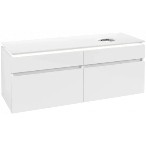 Villeroy & Boch Legato Тумба под раковину, с подсветкой, 4 выдвижных ящика, 1400 x 550 x 500 mm, Glossy White / Glossy White B590L0DH