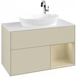 Villeroy & Boch Finion Тумба под раковину, с подсветкой, 2 выдвижных ящика, 1000 x 603 x 501 mm, Silk Grey Matt Lacquer / Silk Grey Matt Lacquer F901HJHJ