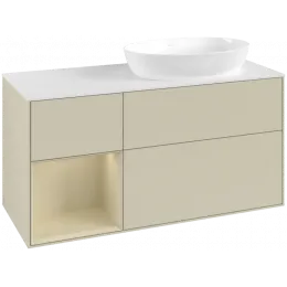 Villeroy & Boch Finion Тумба под раковину, с подсветкой, 3 выдвижных ящика, 1200 x 603 x 501 mm, Silk Grey Matt Lacquer / Silk Grey Matt Lacquer FA41HJHJ