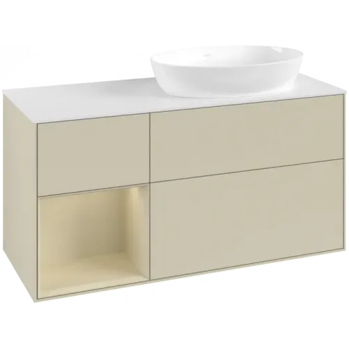 Villeroy & Boch Finion Тумба под раковину, с подсветкой, 3 выдвижных ящика, 1200 x 603 x 501 mm, Silk Grey Matt Lacquer / Silk Grey Matt Lacquer FA41HJHJ