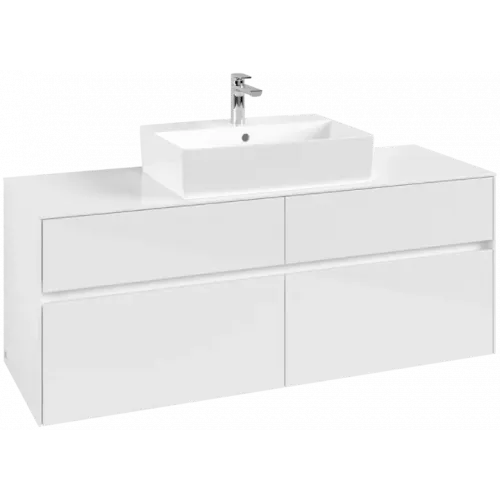 Villeroy & Boch Collaro Тумба под раковину, 4 выдвижных ящика, 1400 x 548 x 500 mm, Glossy White / Glossy White C13100DH