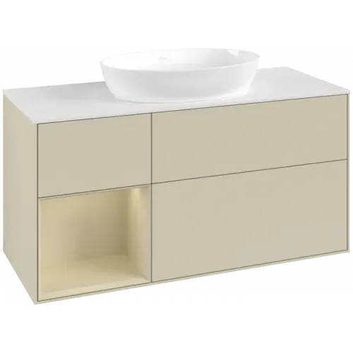 Villeroy & Boch Finion Тумба под раковину, с подсветкой, 3 выдвижных ящика, 1200 x 603 x 501 mm, Silk Grey Matt Lacquer / Silk Grey Matt Lacquer GA61HJHJ