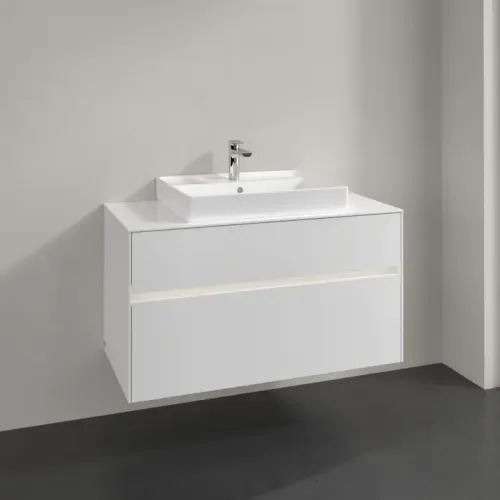 Villeroy & Boch Collaro Тумба под раковину, с подсветкой, 2 выдвижных ящика, 1000 x 548 x 500 mm, Glossy White / Glossy White C019B0DH