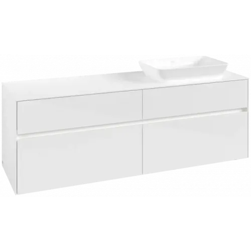 Villeroy & Boch Collaro Тумба под раковину, с подсветкой, 4 выдвижных ящика, 1600 x 548 x 500 mm, Glossy White / Glossy White C122B0DH