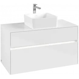 Villeroy & Boch Collaro Тумба под раковину, с подсветкой, 2 выдвижных ящика, 1000 x 548 x 500 mm, Glossy White / Glossy White C038B0DH