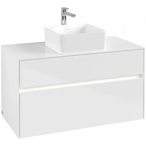 Villeroy & Boch Collaro Тумба под раковину, с подсветкой, 2 выдвижных ящика, 1000 x 548 x 500 mm, Glossy White / Glossy White C038B0DH