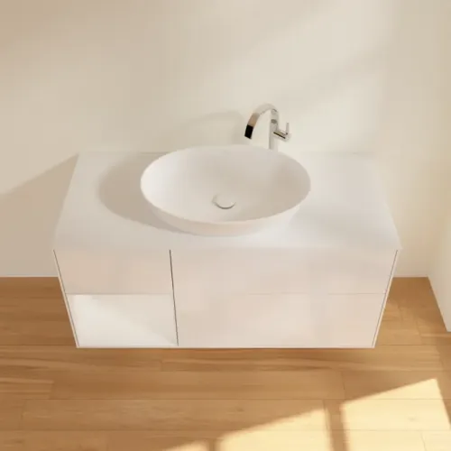 Villeroy & Boch Finion Тумба под раковину, с подсветкой, 3 выдвижных ящика, 1200 x 603 x 501 mm, Glossy White Lacquer / Glossy White Lacquer G941GFGF