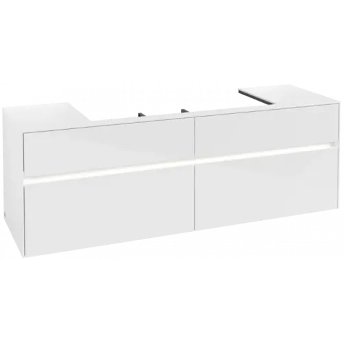 Villeroy & Boch Collaro Тумба под раковину, с подсветкой, 4 выдвижных ящика, 1600 x 548 x 500 mm, Glossy White / Glossy White C031B0DH