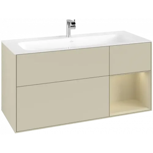 Villeroy & Boch Finion Тумба под раковину, с подсветкой, 3 выдвижных ящика, 1196 x 591 x 498 mm, Silk Grey Matt Lacquer / Silk Grey Matt Lacquer G070HJHJ