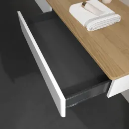 Villeroy & Boch Antao Тумба под раковину, 2 выдвижных ящика, 1600 x 190 x 500 mm, лицевая поверхность без текстурированной отделки, Glossy White Lacquer / Honey Oak K15051GF
