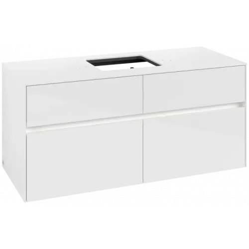 Villeroy & Boch Collaro Тумба под раковину, с подсветкой, 4 выдвижных ящика, 1200 x 548 x 500 mm, Glossy White / Glossy White C128B0DH