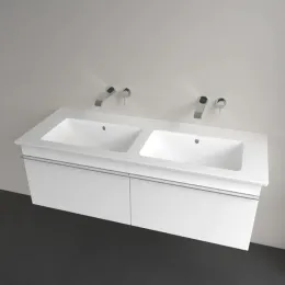 Villeroy & Boch Venticello Двойная раковина для установки на тумбу, 1300 x 500 x 170 mm, Альпийский белый, с переливом 4111DJ01