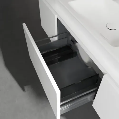 Villeroy & Boch Legato Тумба под раковину, 3 выдвижных ящика, 1400 x 380 x 500 mm, Glossy White / Glossy White B69800DH