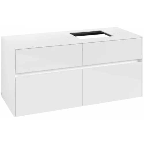 Villeroy & Boch Collaro Тумба под раковину, с подсветкой, 4 выдвижных ящика, 1200 x 548 x 500 mm, Glossy White / Glossy White C130B0DH
