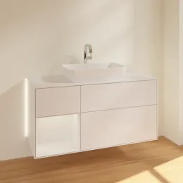 Villeroy & Boch Finion Тумба под раковину, с подсветкой, 3 выдвижных ящика, 1200 x 603 x 501 mm, Glossy White Lacquer / Glossy White Lacquer G821GFGF