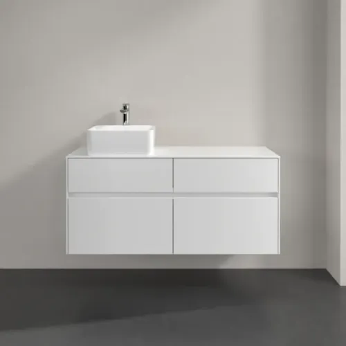 Villeroy & Boch Collaro Тумба под раковину, с подсветкой, 4 выдвижных ящика, 1200 x 548 x 500 mm, Glossy White / Glossy White C042B0DH