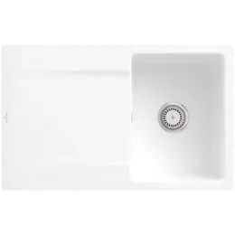 Villeroy & Boch Siluet 45 flat Мойка, включая Комплект слива с ручным управлением, выкл TitanCeram, 780 x 490 mm, Альпийский белый CeramicPlus 33341FR1