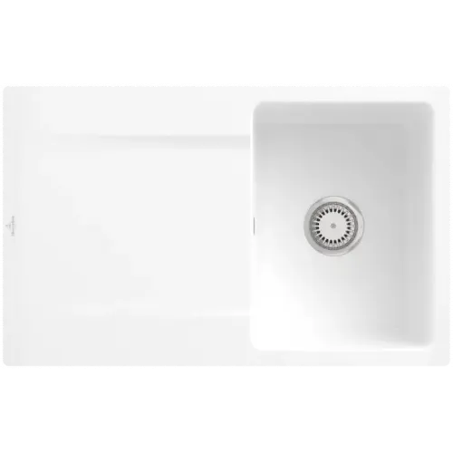 Villeroy & Boch Siluet 45 flat Мойка, включая Комплект слива с ручным управлением, выкл TitanCeram, 780 x 490 mm, Альпийский белый CeramicPlus 33341FR1