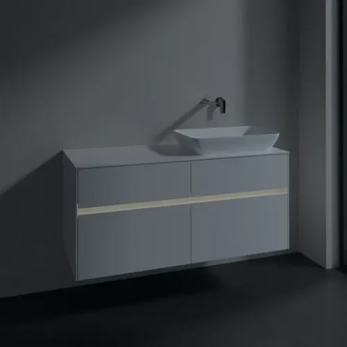 Villeroy & Boch Collaro Тумба под раковину, с подсветкой, 4 выдвижных ящика, 1200 x 548 x 500 mm, Glossy White / Glossy White C114B0DH