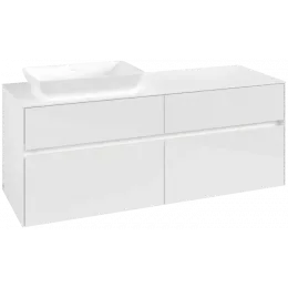 Villeroy & Boch Collaro Тумба под раковину, с подсветкой, 4 выдвижных ящика, 1400 x 548 x 500 mm, Glossy White / Glossy White C117B0DH